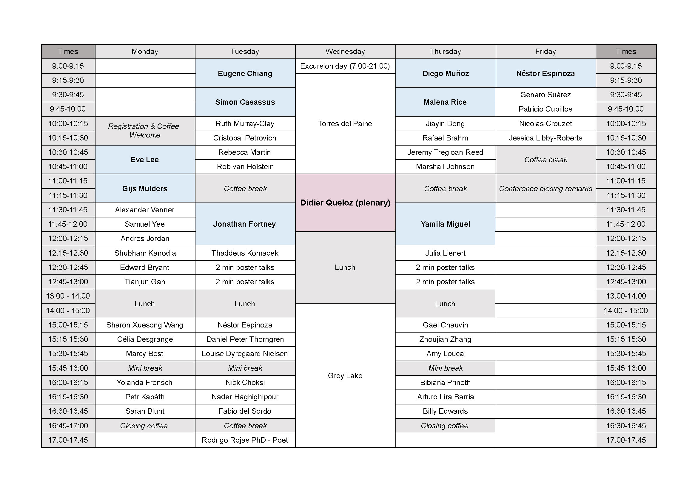 OPAGA Conference Program - Timetable